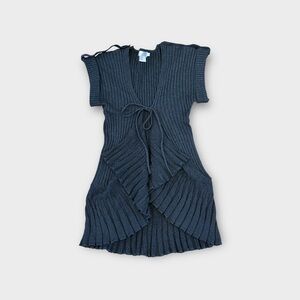 Y2K Adore Navy Blue Ribbed Knit Cardigan XL
